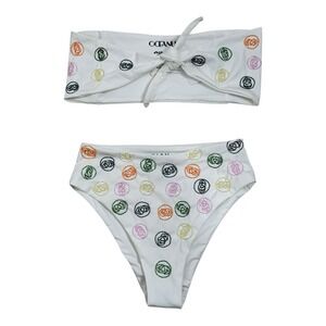 $315‎ Oceanus Women's White Cara Two-Piece Bikini Set Swimwear Size X-Small